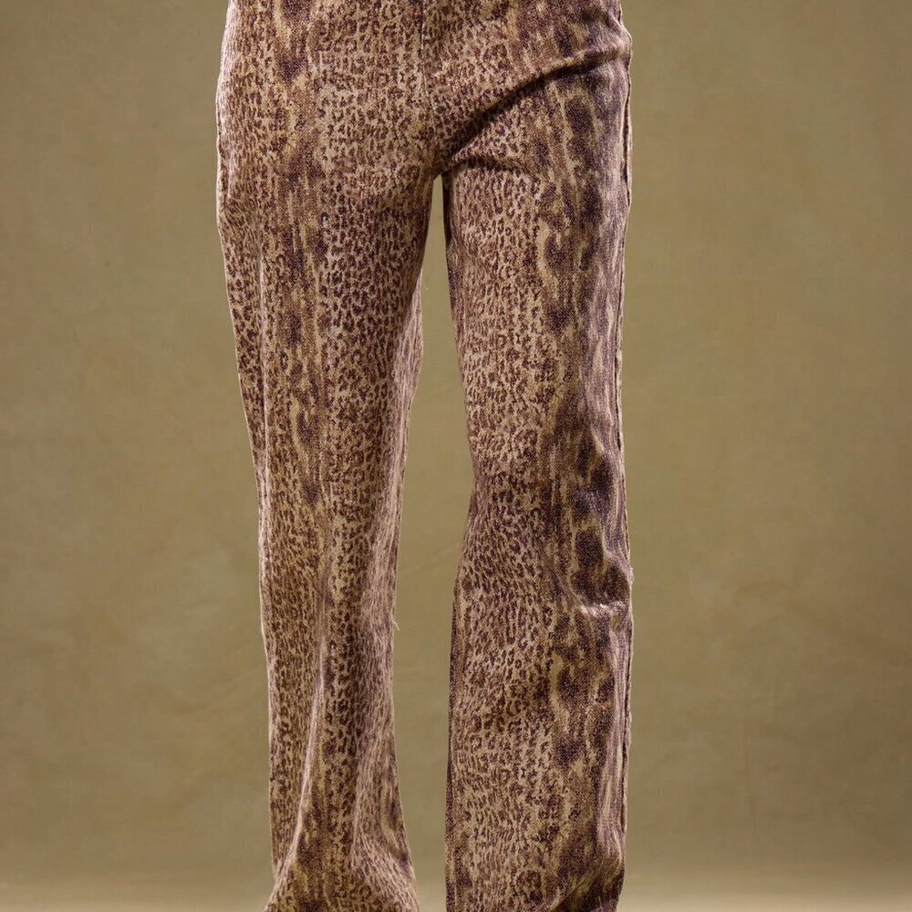 Multicolor Casual Women's Low Rise Snakeskin Denim Trousers - Picture 3 of 5